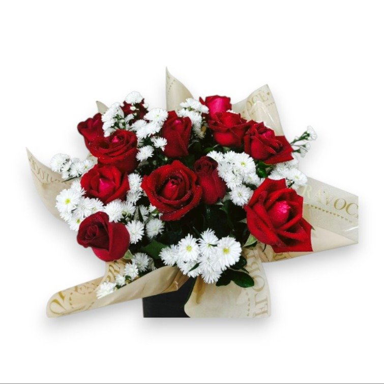 Buquê com 12 Rosas Vermelhas na Caixa