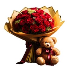 Buquê 30 Colombianas e Lindo Urso