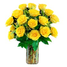 Vaso Luxuosas 18 Rosas Amarelas