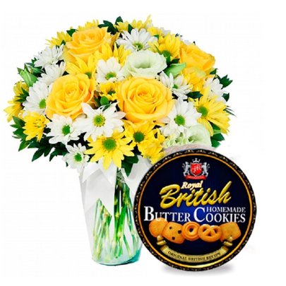 Vaso Mix Flores e Cookies Butter Royal British
