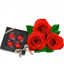 Rosas Colombianas Vermelhas e Bombons Lindt