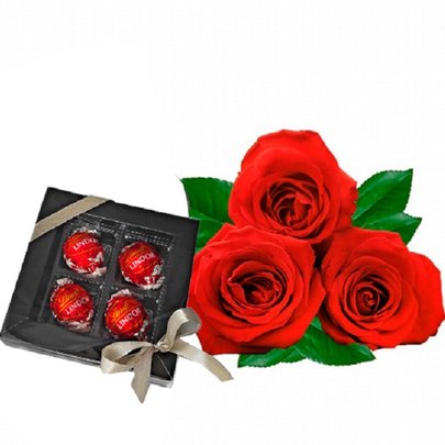 Rosas Colombianas Vermelhas e Bombons Lindt