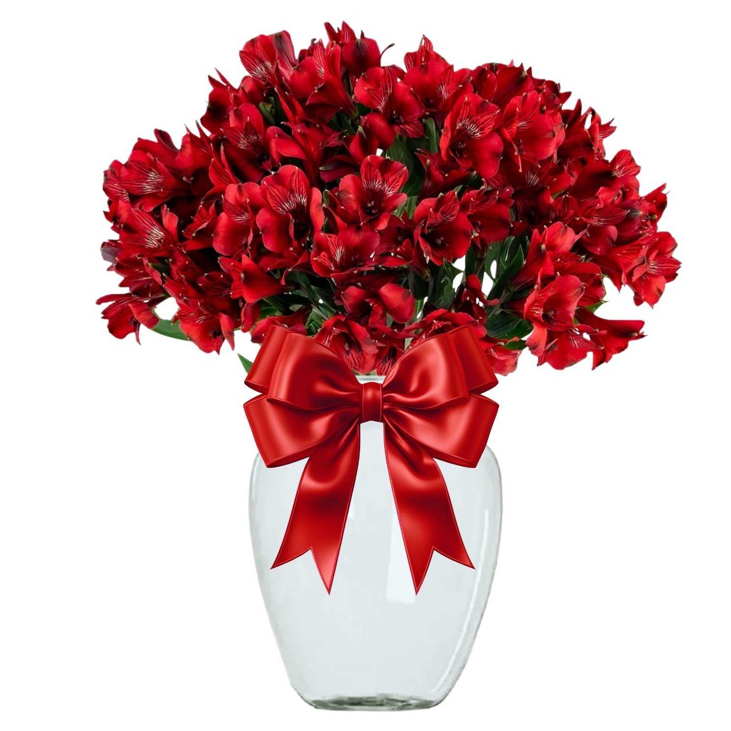 Vaso Flores Alstromerias Vermelhas