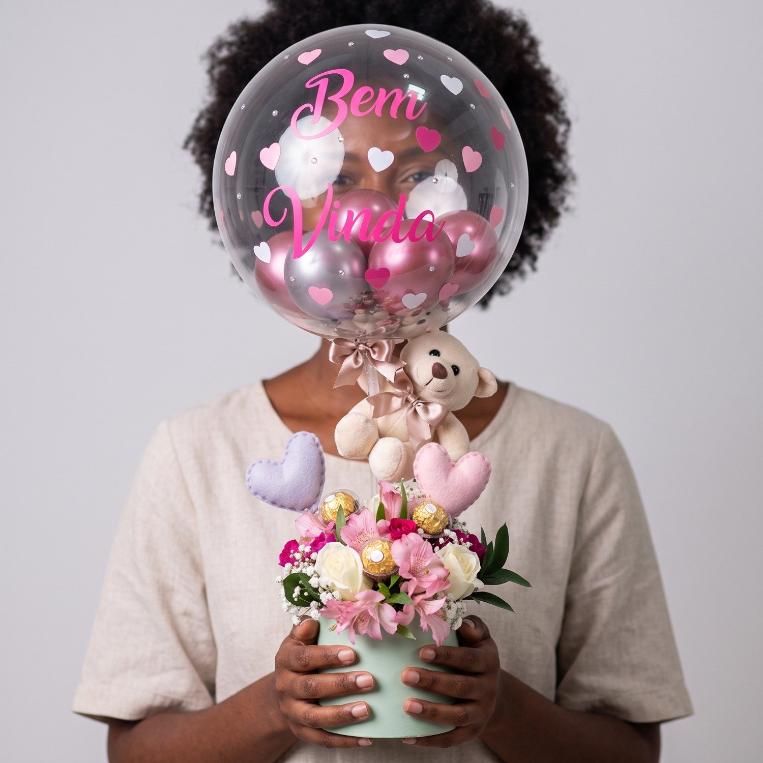 Fofura Bem Bem Vinda e Balão Bubble Strass