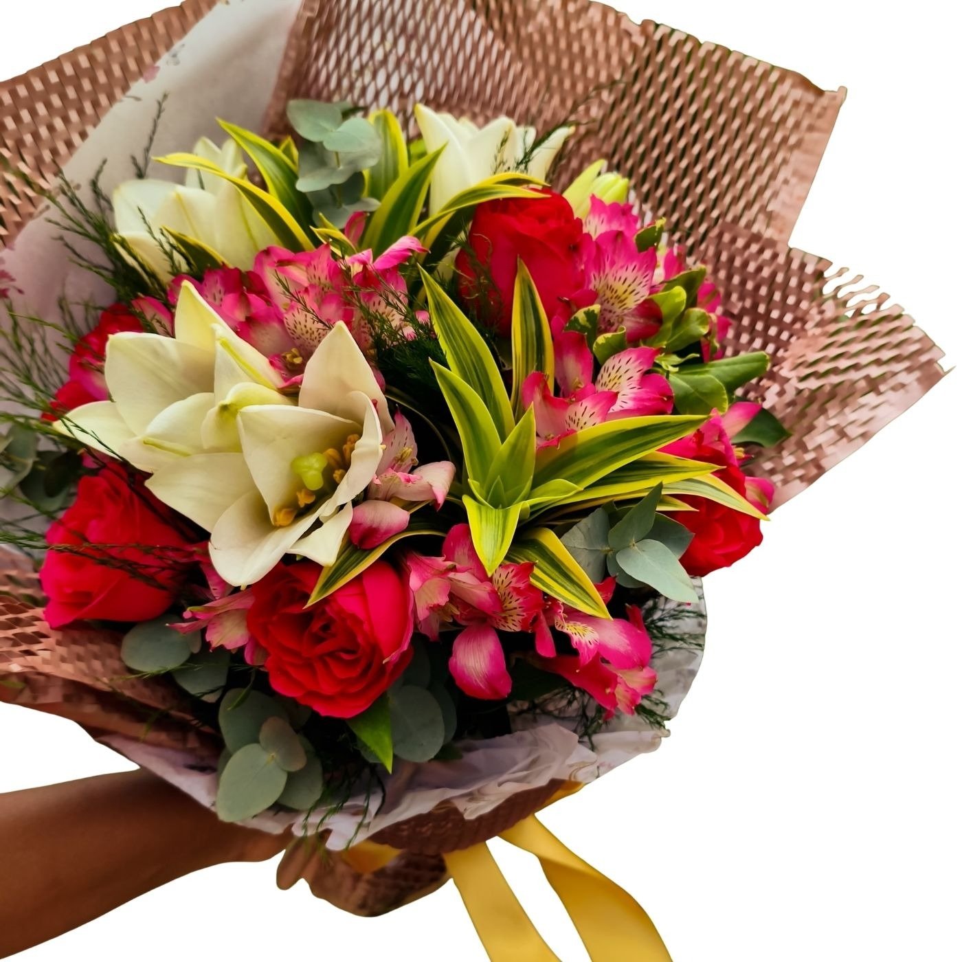 Buquê de Lírios e Rosas Pink