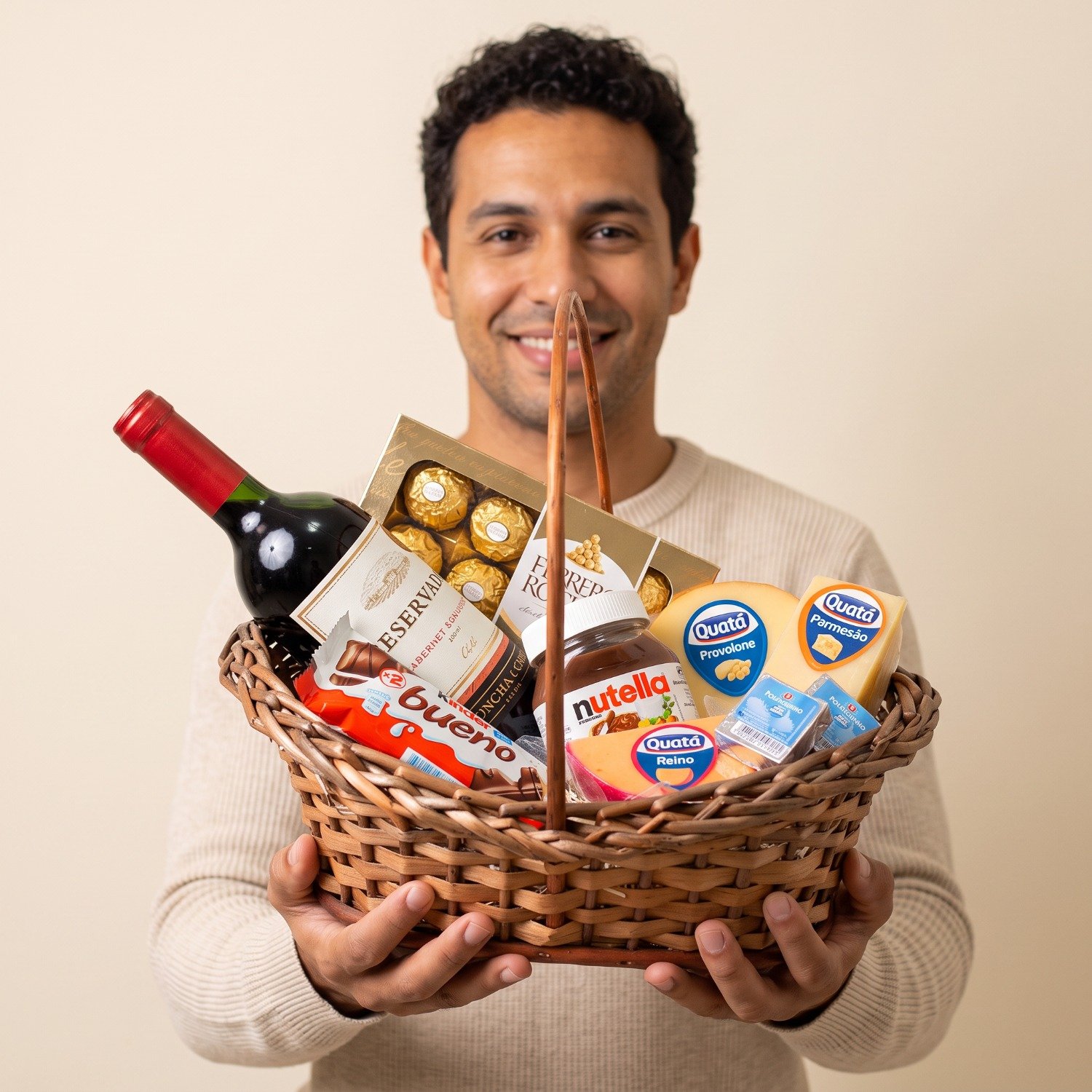 Cesta de Vinho com Chocolates Grande