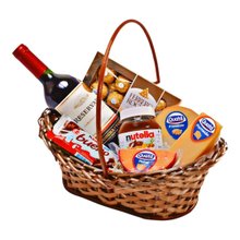 Cesta queijos, vinho e Chocolate