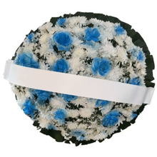 Coroa De Flores Redonda Branca e Azul