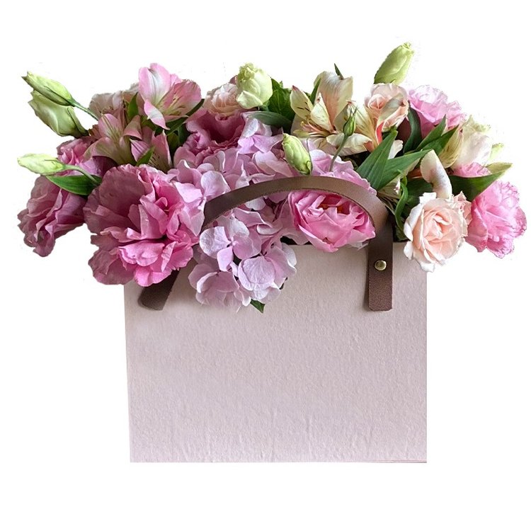 Caixa Retangular com Flores Rosa
