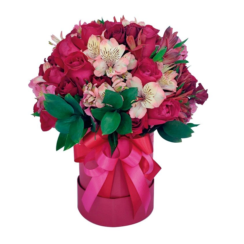 Box Mix de Flores Rosas e Astromélias