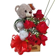 Arranjo de Rosa e Urso