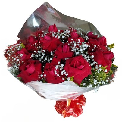 Buquê de Rosas Vermelho com Folhagem