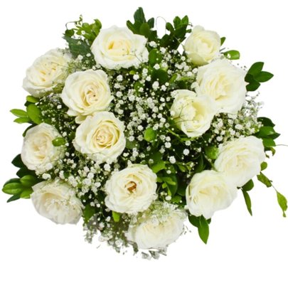 Buquê de 12 Rosas Brancas