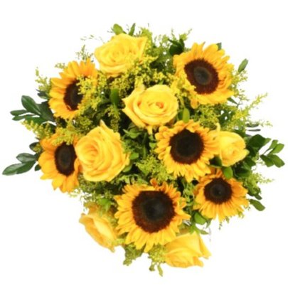 Buquê de Girassóis com Rosas Amarelas