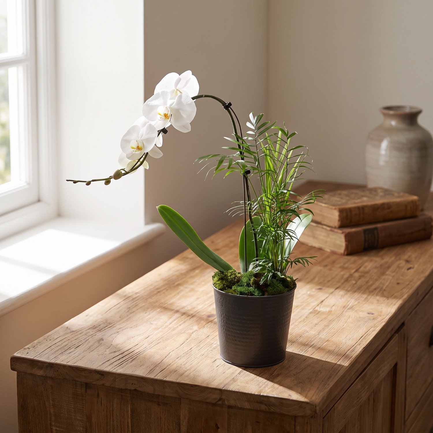 Orquidea Branca Em Vaso Preto
