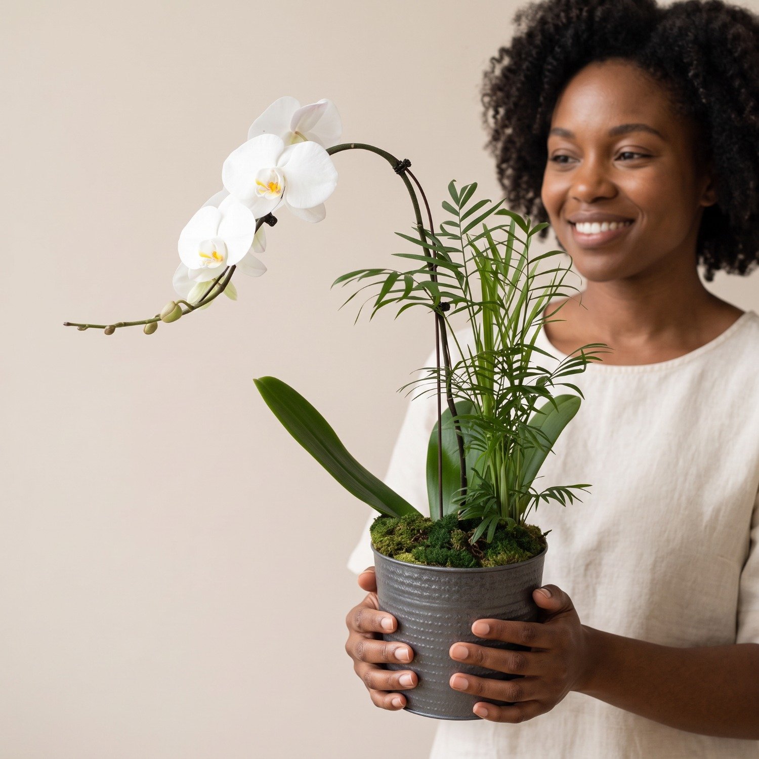 Orquidea Branca Em Vaso Preto