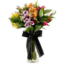 Arranjo de Astromélias em Vaso de Vidro - Tea