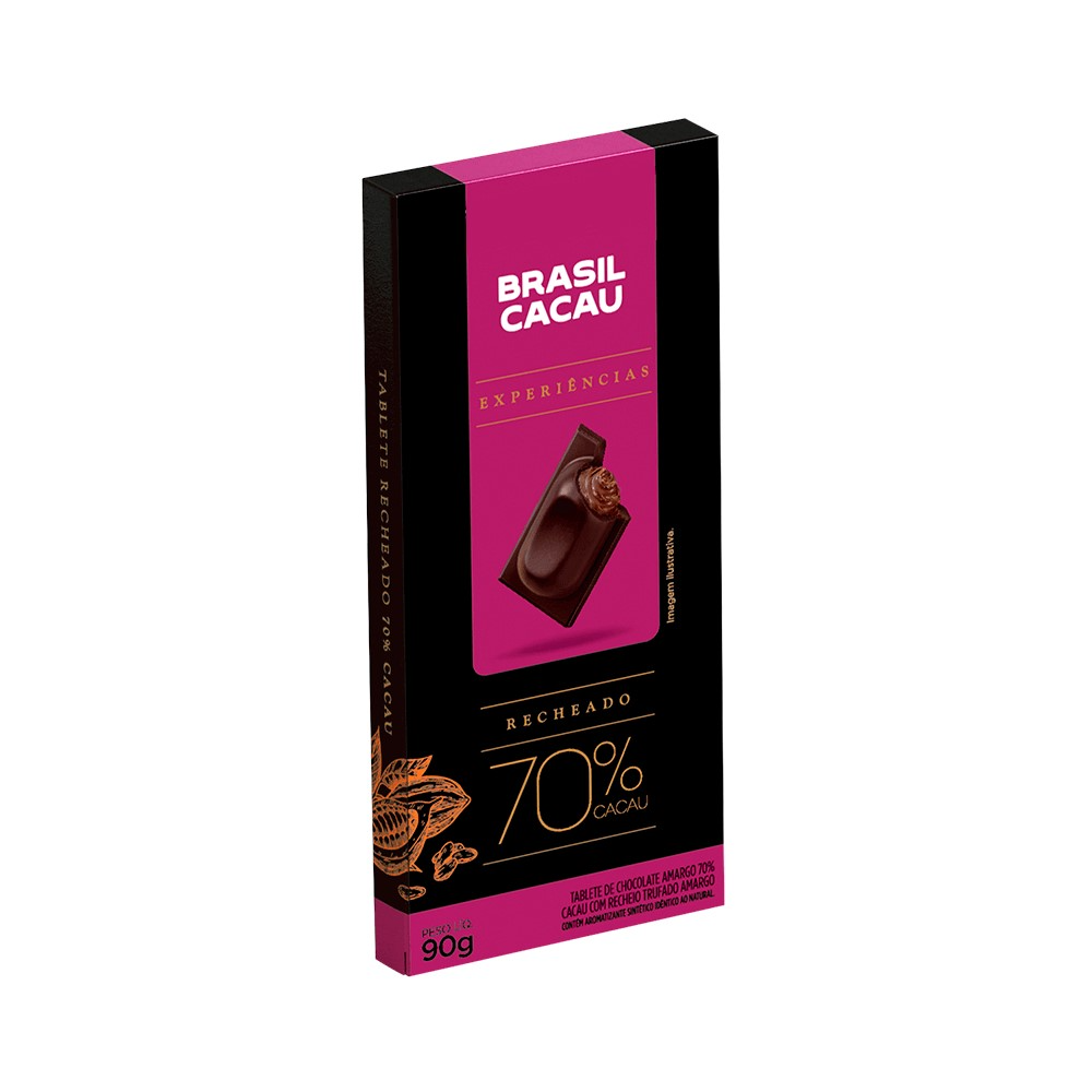 Tablete Recheado 70% Cacau 90g