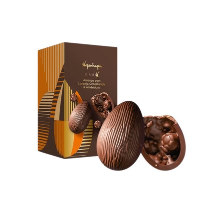 Ovo de Páscoa Amargo Laranja Cristalizada e Amêndoas