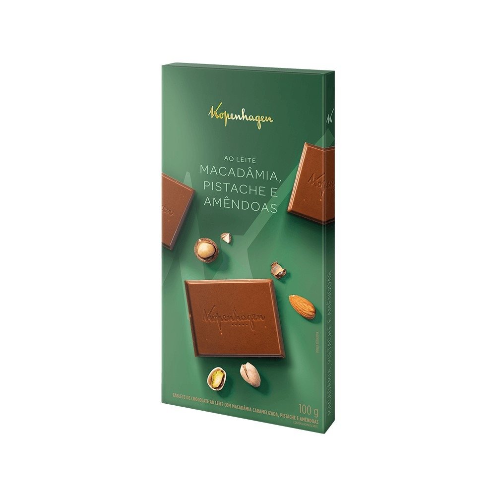 Tablete Com Macadâmia, Pistache E Amêndoas 100G