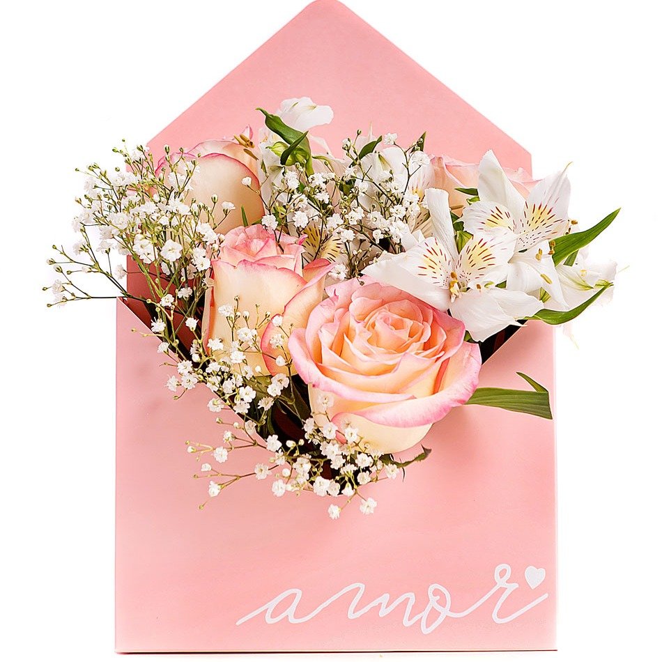 Envelope com Flores Rosas 