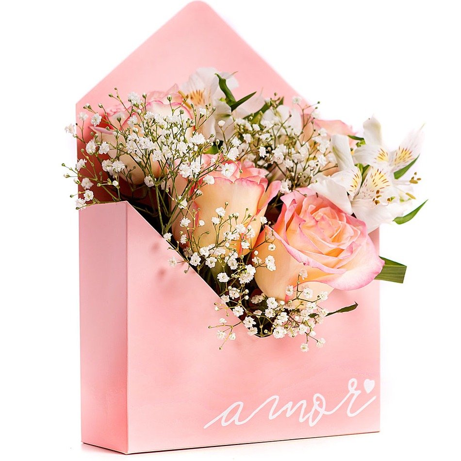 Envelope com Flores Rosas 