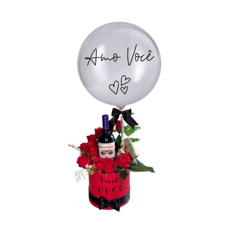 Box Floral Com Vinho