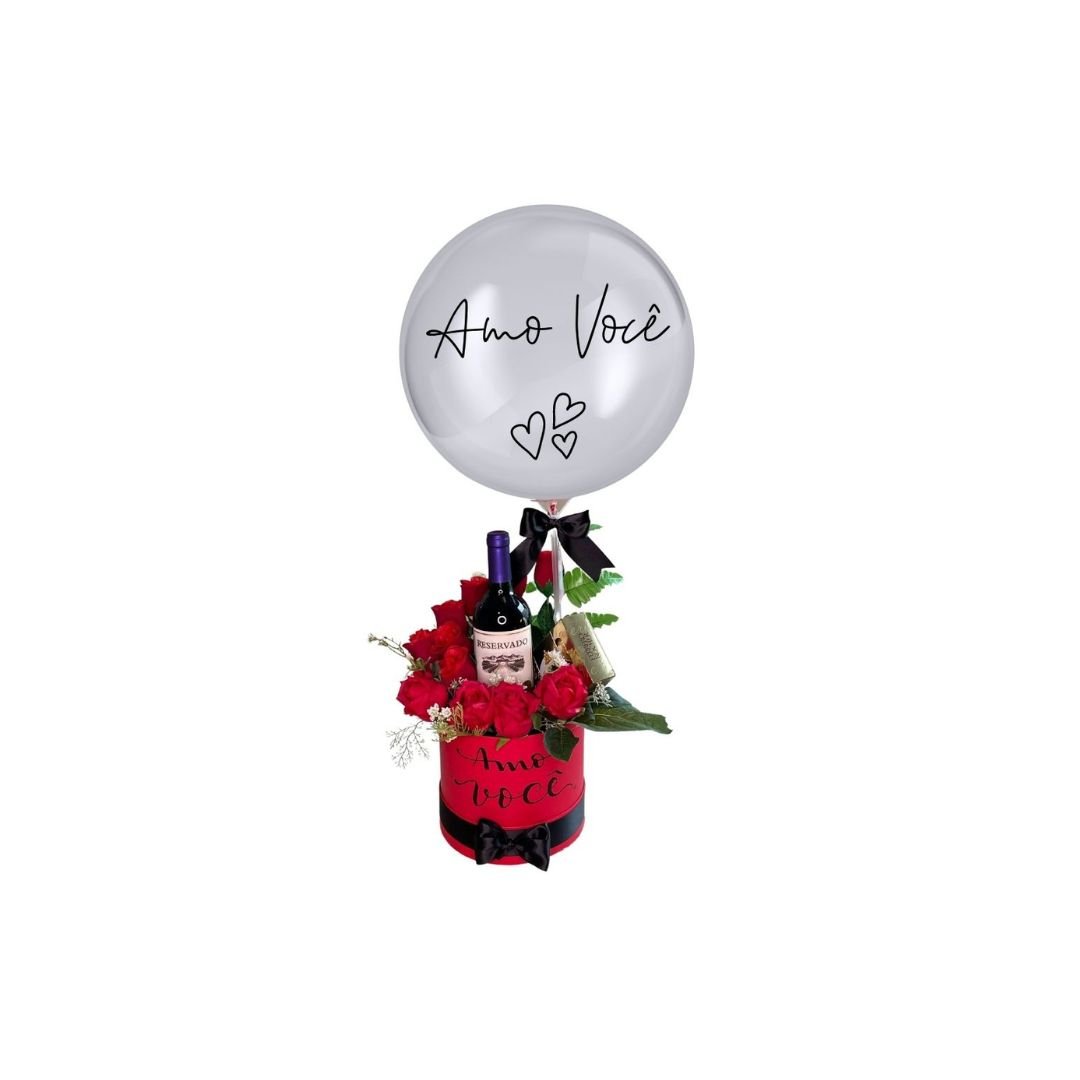 Box Floral Com Vinho