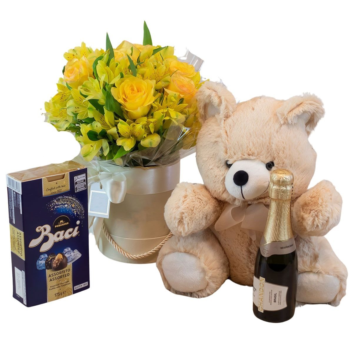 Kit Presente Grenoble Amarelo Urso, Baci e Chandon