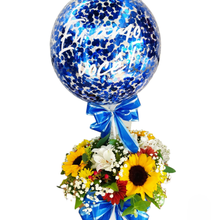 Balão Bolha e Caixa de Flores Homem