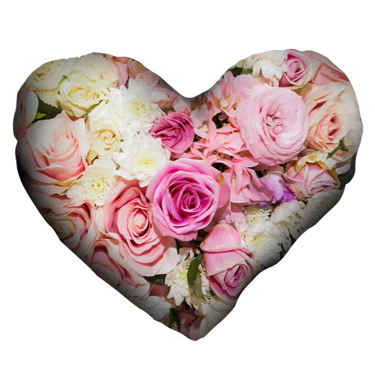 Almofada Coração 38x40  Rosas Cor de Rosa