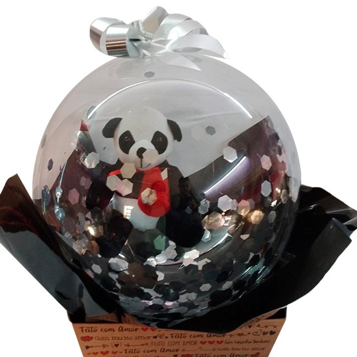 Balão Bubbly com Pelúcia e Chocolates