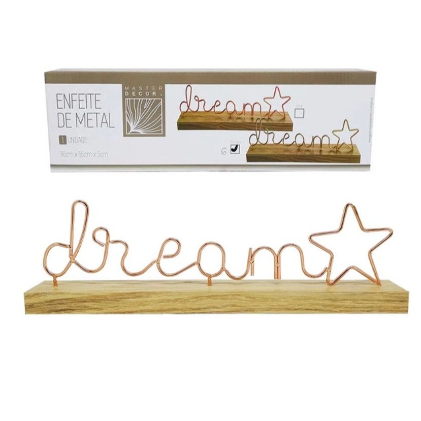 Dream Decorativo em Metal e Madeira 