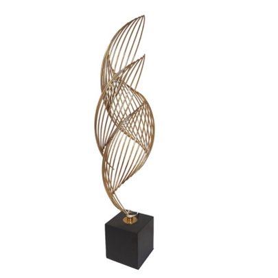 Escultura Abstrata em Metal Dourado