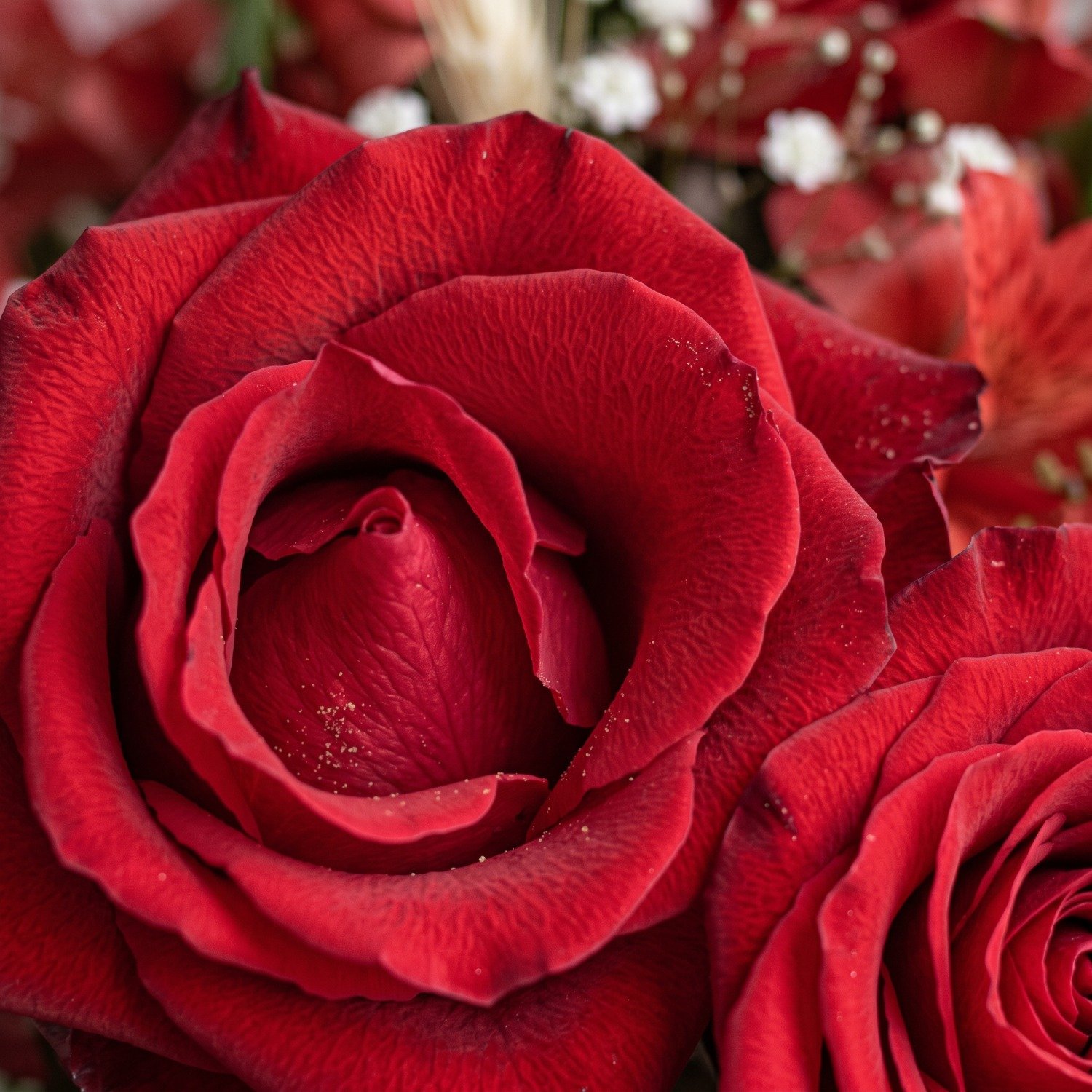 Buquê com Rosas e Astromélias Vermelhas 