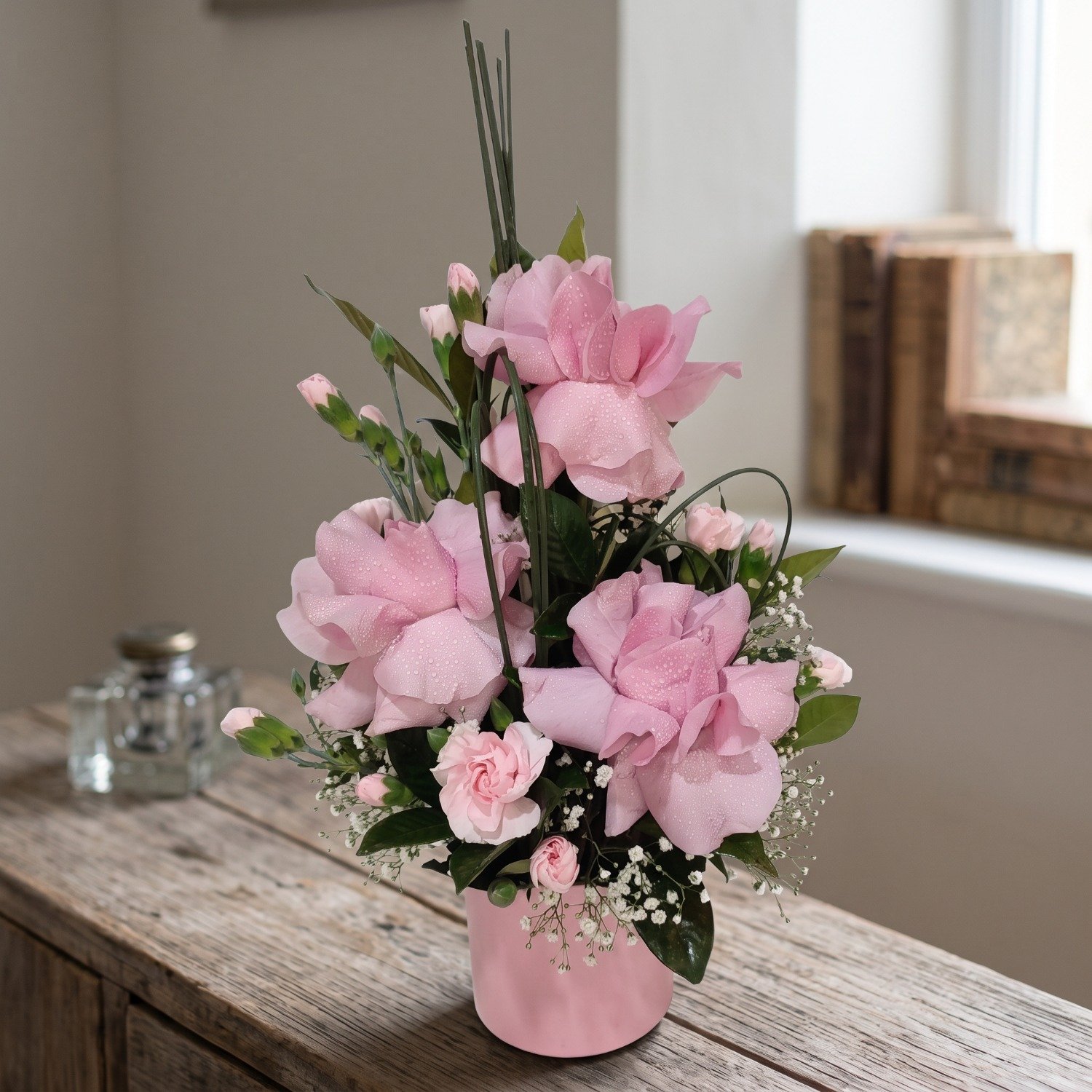 Cachepô de Rosas Cor de Rosas