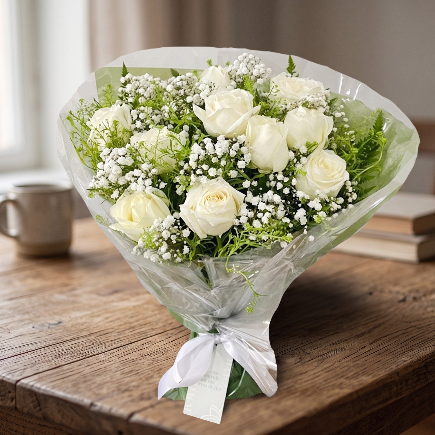 Lindo Buquê de 10 Rosas Brancas