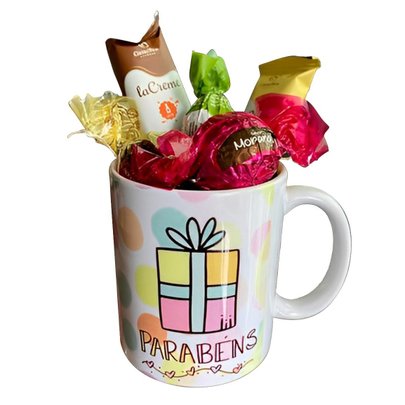 Caneca Feliz Aniversário e Chocolate