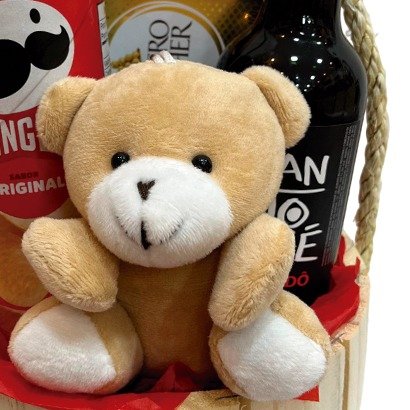 Chaveiro Urso Pelúcia e Vinho