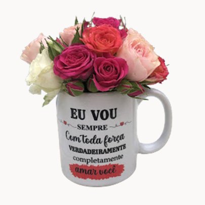 Caneca Floral  Amar Você