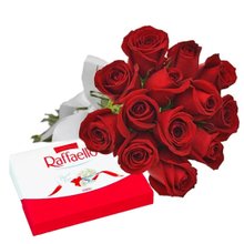 Kit Buquê de 12 Rosas Vermelhas & Rafaello