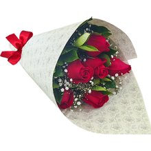 Elegante Buquê De 6 Rosas Vermelhas