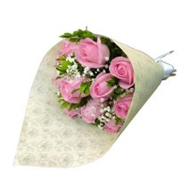 Buquê Delicadeza De 12 Rosas Cor De Rosa