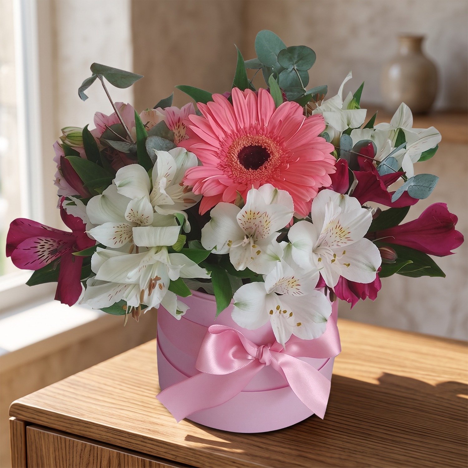 Box de Arranjo com Flores Rosas