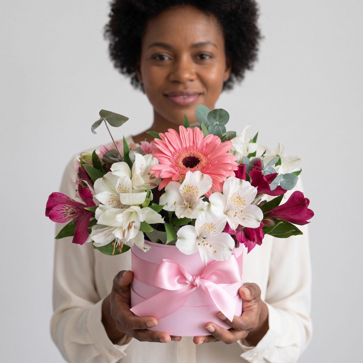 Box de Arranjo com Flores Rosas