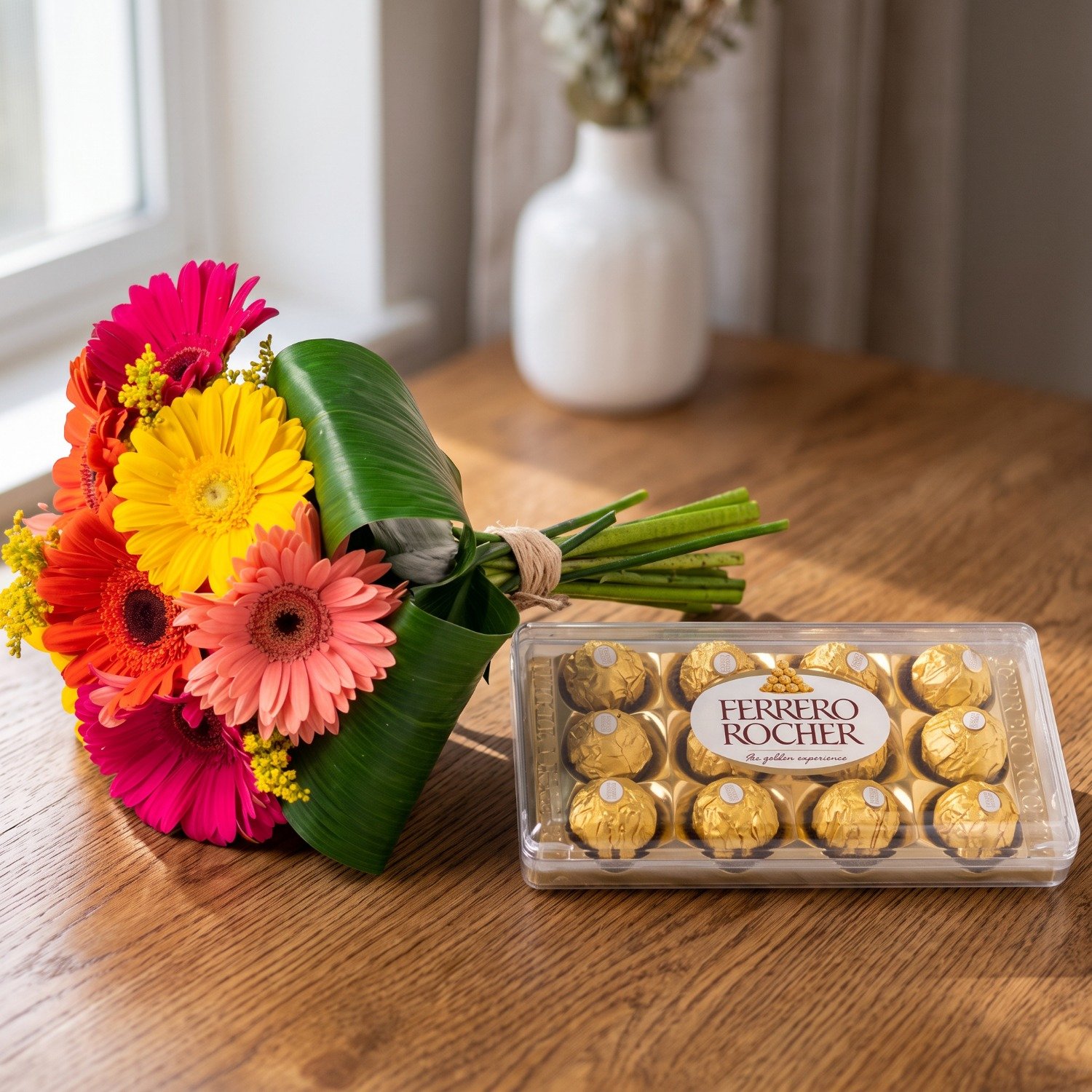 Buquê Gerberas e Chocolate Ferrero Rocher
