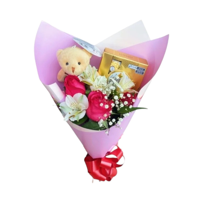 Buquê de Rosas com Chocolate Ferrero
