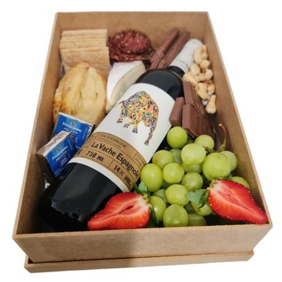 Box Queijo Vinho Frutas  Chocolate