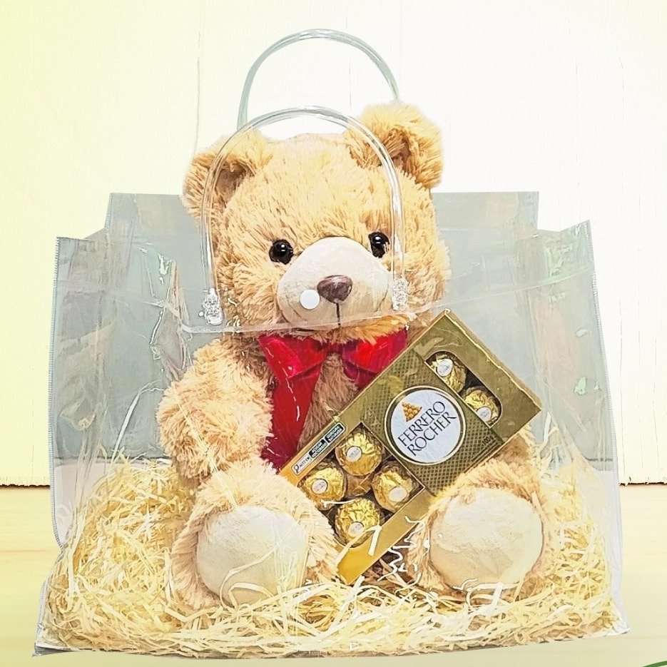 Urso de Pelúcia com Chocolate Meu Amor