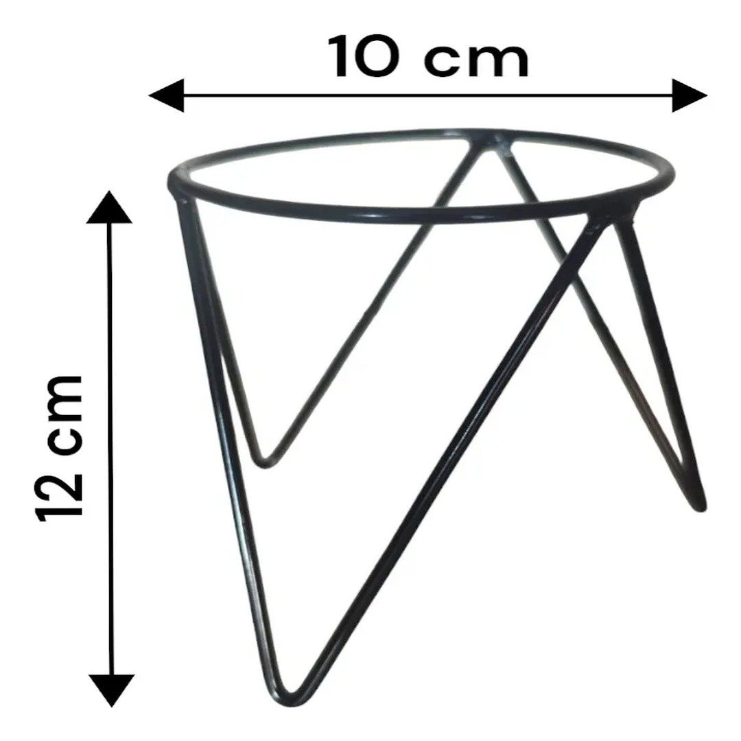 Suportes Aramado Para Kokedama Preto Liso